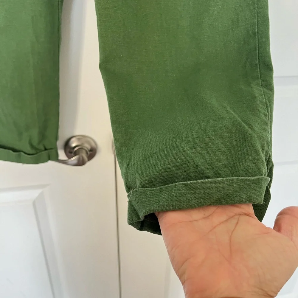 J.Crew Factory Cotton Linen blend Drawstring Pants Pull On Crop Green Si… - Picture 5 of 7